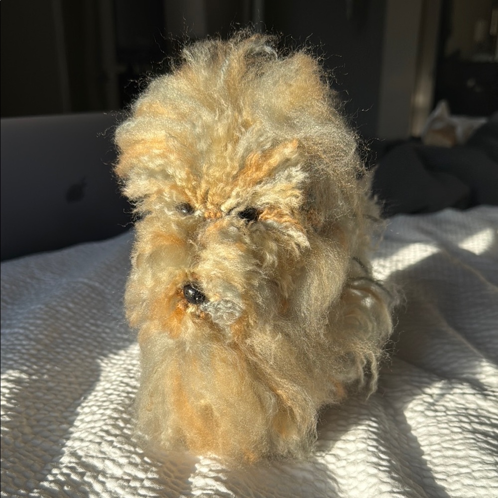 Handmade Fluffy Tan and Cream Dog Plush